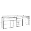 A technical drawing with dimensions of a sideboard or dresser. Produktbild-Vorschau