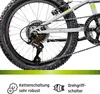 Close-up of the rear derailleur and chain of a bicycle, with text and icons describing features. Voir les images du produit