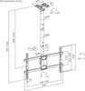 A technical drawing showing the dimensions and specifications of a ceiling mount for a TV. Anteprima dell’immagine prodotto