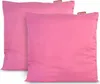 Two pink pillows are shown side-by-side. Voir les images du produit