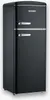 A black retro-style refrigerator with a freezer compartment on top. Anteprima dell’immagine prodotto