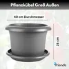 6 Blumentöpfe groß anthrazit Ø40cm mit Untersetzer, robust Produktbild-Vorschau 2
