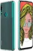 A collage showing the back and front of a transparent phone case, with the front displaying a stylized illustration of a person. Produktbild-Vorschau