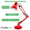 A red desk lamp with feature callouts and text. Anteprima dell’immagine prodotto