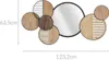 A wall mirror with decorative circular elements made of wood and metal. Produktbild-Vorschau