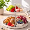 Etagere 2 Stufen Beige Ø30 cm Metall Kuchenetagere Cupcake Produktbild-Vorschau 5