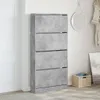 vidaXL Botník se 4 chlopněmi betonově šedý 80x21x163,5 cm Náhled obrázku produktu 3