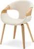 A cream-colored armchair with wooden legs on a white background. Produktbild-Vorschau