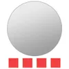 A round mirror with a silver reflective surface is shown above four red squares. Podgląd zdjęcia produktu