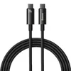 A black USB-C to USB-C cable with two connectors, one labeled '240w' and the other with the 'Baseus' logo, against a white background. Náhľad obrázku produktu
