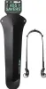 A black bicycle fender and its mounting bracket are displayed against a white background. Produktbild-Vorschau