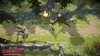 A scene from the video game "Dragons: Dawn of New Riders" showing a character riding a dragon through a forest path. Produktbild-Vorschau