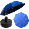 A blue umbrella and its base are displayed against a white background. Produktbild-Vorschau