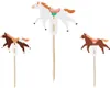 Three decorative horse cake toppers on wooden sticks, against a white background. Produktbild-Vorschau