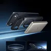 A product shot showing a phone case and a power bank with abstract blue light streaks in the background. Produktbild-Vorschau