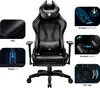 A black gaming chair with multiple inset images highlighting its features. Voir les images du produit