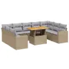 Design 10-tlg. Garten-Sofagarnitur mit Kissen Beige Poly Produktbild-Vorschau 2