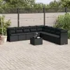 vidaXL 10-tlg. Garten-Sofagarnitur mit Kissen Schwarz Poly Produktbild-Vorschau 2
