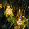 Two vintage-style light bulbs with fairy lights inside are hanging among green leaves, illuminated by warm light. Produktbild-Vorschau