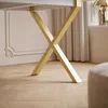 ARTON GOLD II 140 cm ausklappbarer Tisch Weiß- Metallbeine Produktbild-Vorschau 2