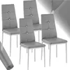 A set of four gray dining chairs with silver metal legs. Produktbild-Vorschau