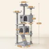 A detailed diagram of a cat tree with dimensions labeled. Produktbild-Vorschau