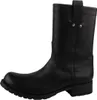 Das Bild zeigt einen schwarzen Stiefel der von der Seite betrachtet wird. Der Stiefel hat eine schlichte und elegante Form mit einer strukturierten Oberfläche. Produktbild-Vorschau