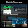 The image shows two distinct sections demonstrating different control methods for a smart grow box: remote control via a smartphone app and local control via an LCD panel. The top section features a smartphone displaying a gardening app interface and a cit Voir les images du produit