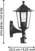 A black outdoor wall lamp with a motion sensor, shown against a white background with dimension lines and measurements. Náhľad obrázku produktu