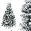 A flocked artificial Christmas tree with a white metal stand, shown against a white background. Produktbild-Vorschau