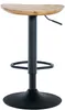 A bar stool with a wooden seat and black metal base. Produktbild-Vorschau
