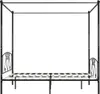 A product shot of a black metal canopy bed frame. Náhled obrázku produktu