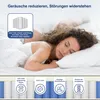 A couple sleeping peacefully on a mattress, with graphics highlighting the mattress features. Voir les images du produit