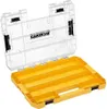 A yellow and clear plastic organizer box with multiple compartments, shown open. Anteprima dell’immagine prodotto