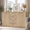 Schubladenkommode 147x84x41cm Anrichte Eiche bianco Produktbild-Vorschau 5