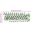 A size chart for an expandable fence with artificial ivy leaves, showing dimensions in centimeters and inches. Produktbild-Vorschau