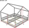 A diagram of a house-shaped bed frame with dimensions indicated. Náhľad obrázku produktu