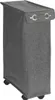 A tall, narrow, grey fabric laundry hamper with wheels and a lid. Náhled obrázku produktu