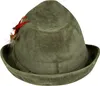 A green hat with a feather decoration. Voir les images du produit