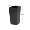 A black planter with dimensions indicated by measurement lines and text. Náhled obrázku produktu