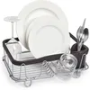 A dish drying rack filled with clean dishes and glassware. Produktbild-Vorschau