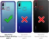 Three phone backs showing compatibility with a phone case. One phone is marked with a green checkmark, indicating it is compatible, while the other two are marked with red X's, indicating incompatibility. Produktbild-Vorschau