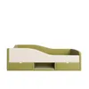 A side view of a green children's bed with beige accents and storage drawers. Anteprima dell’immagine prodotto