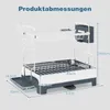 A product image showing a two-tier dish drying rack with dimensions indicated by text and lines. Podgląd zdjęcia produktu