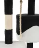 A close-up view of a cat tree with black and white plush material and a sisal rope. Produktbild-Vorschau