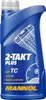 A blue plastic bottle of 2-Takt Plus oil with white and yellow text and graphics. Náhled obrázku produktu