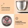 A collage of images showcasing a kitchen mixer, highlighting its features and capacity. Náhľad obrázku produktu
