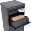 A dark gray parcel box stand mailbox with a package inside and mail in the top slot. Anteprima dell’immagine prodotto