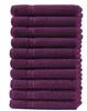 A stack of folded purple towels. Produktbild-Vorschau
