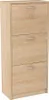 A light brown wooden shoe cabinet with three flip-down doors and silver handles, shown against a white background. Náhľad obrázku produktu